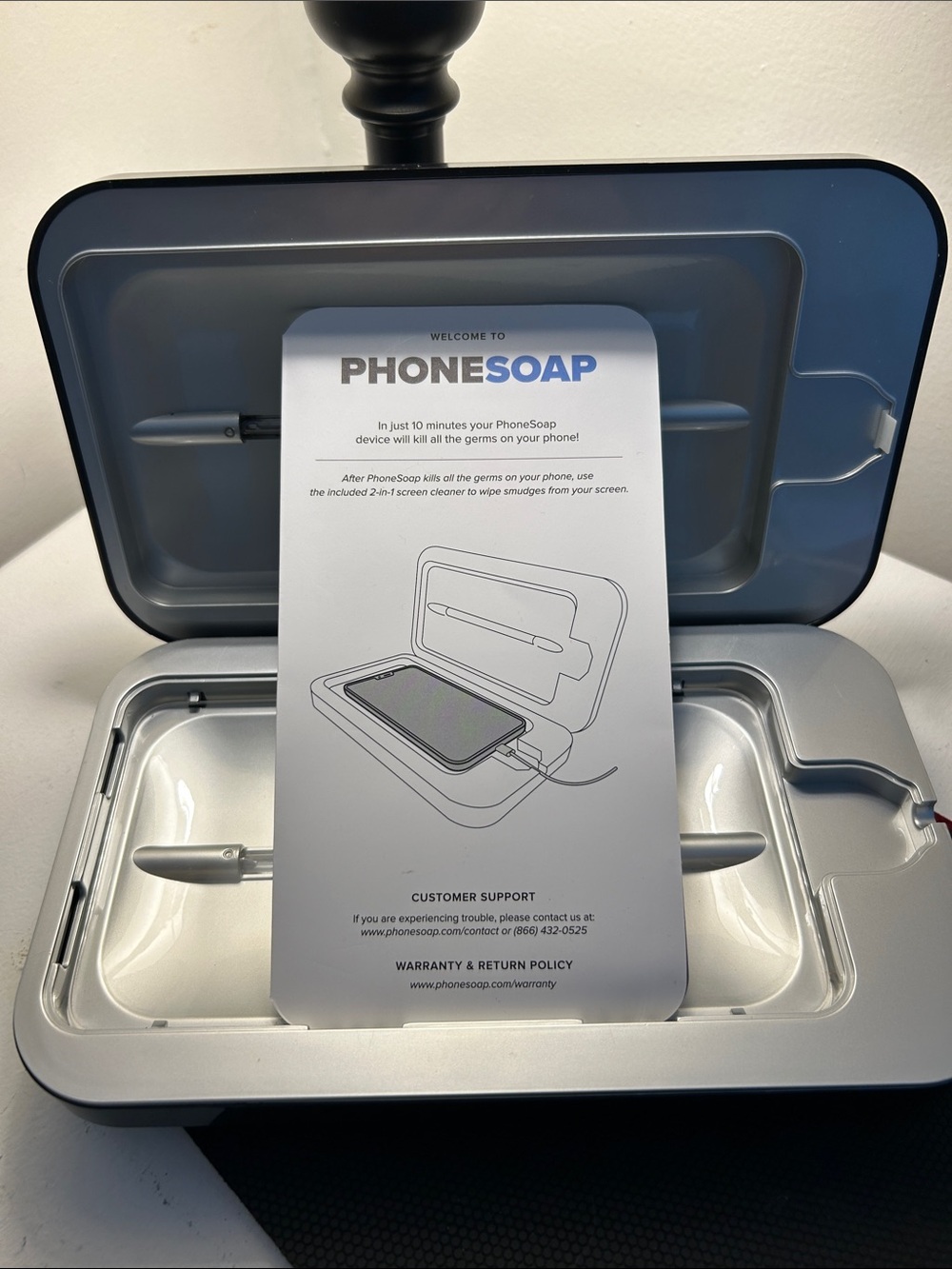 PhoneSoap UV Phone Sanitizer - Silver/Gray